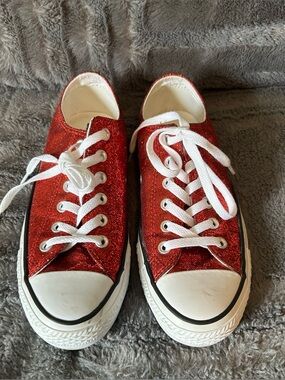 Converse Red Glitter Low-Top Sneakers